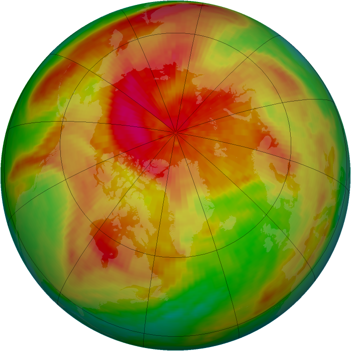 Arctic ozone map for 31 March 1991